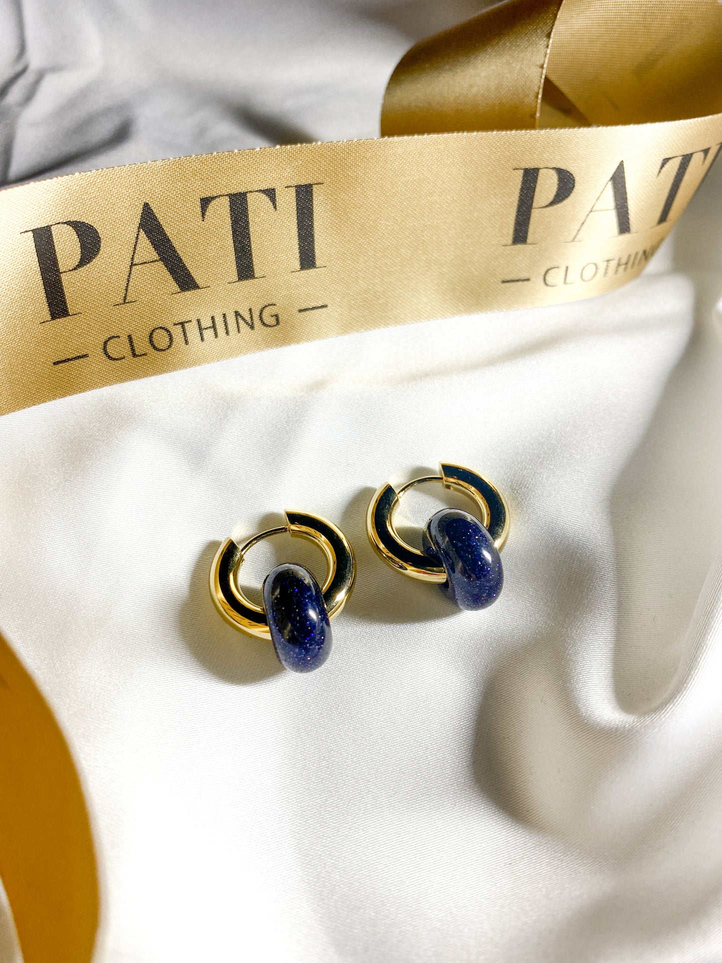 Blue gold stone earrings