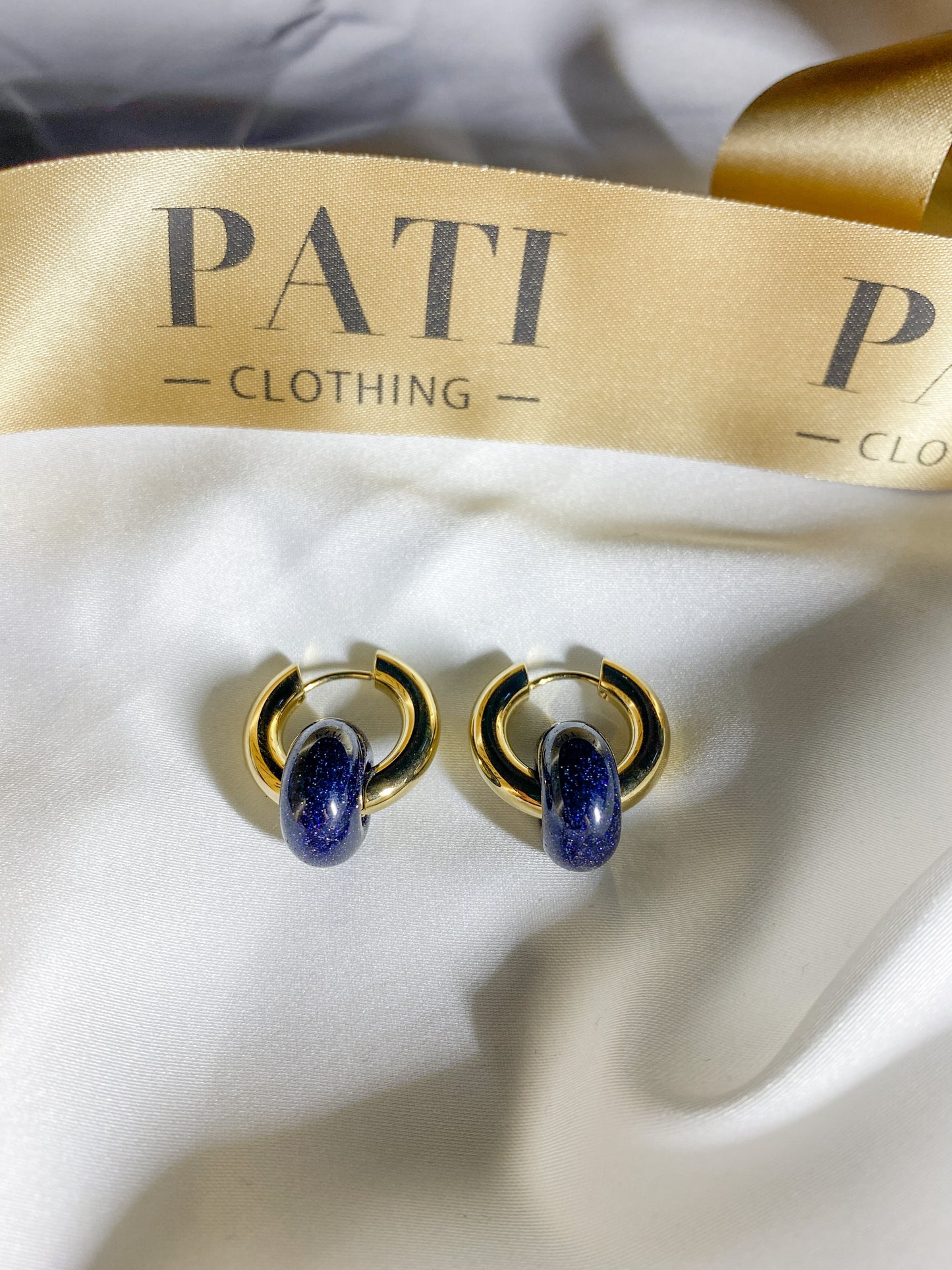 Blue gold stone earrings