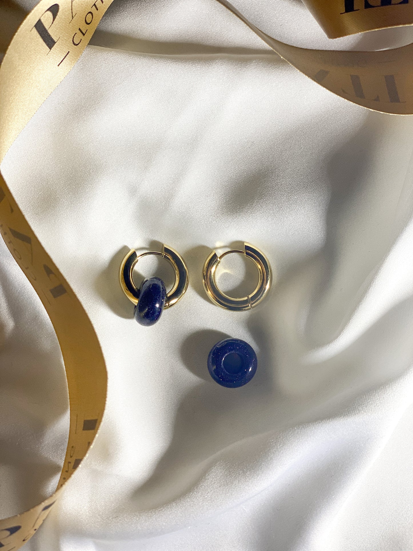 Blue gold stone earrings